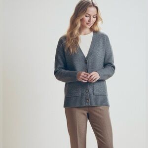 ANTHROPOLOGIE Ella Moss Relaxed Boyfriend Fit Cardigan Blue Grey Size XXL